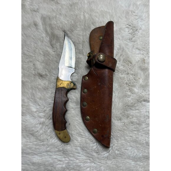 US Rigid limited Shaw Leibovitz engraved knife with leather holder hunting fight - Picture 1 of 5